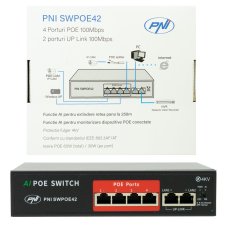 POE switch, 4 POE porty 100Mbps a 2 UP Link porty 100Mbps, 65W, AI funkce