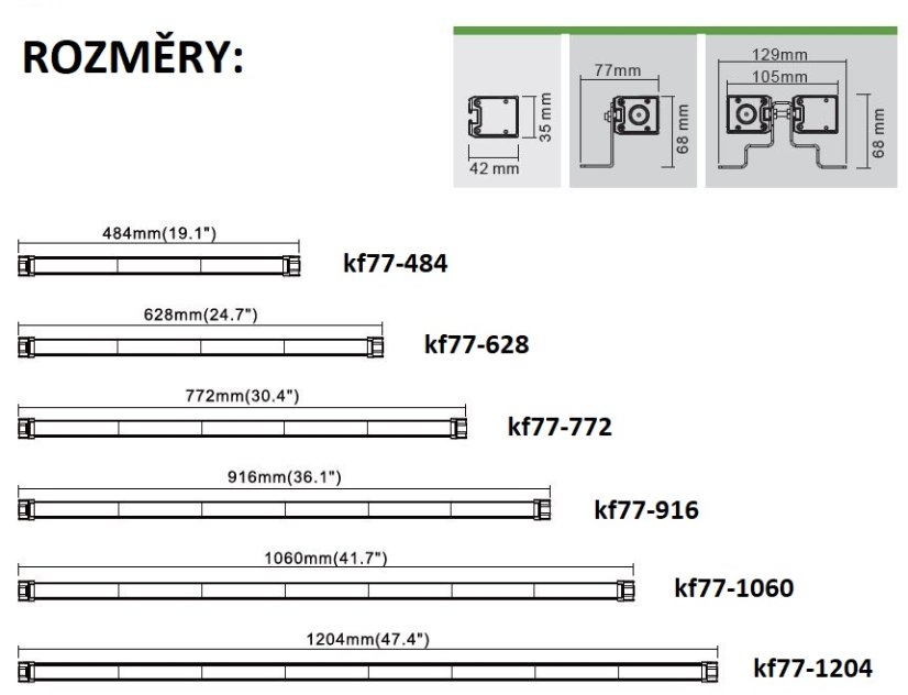 LED alej voděodolná (IP67) 12-24V, 45x LED 1W, oranžová 772mm