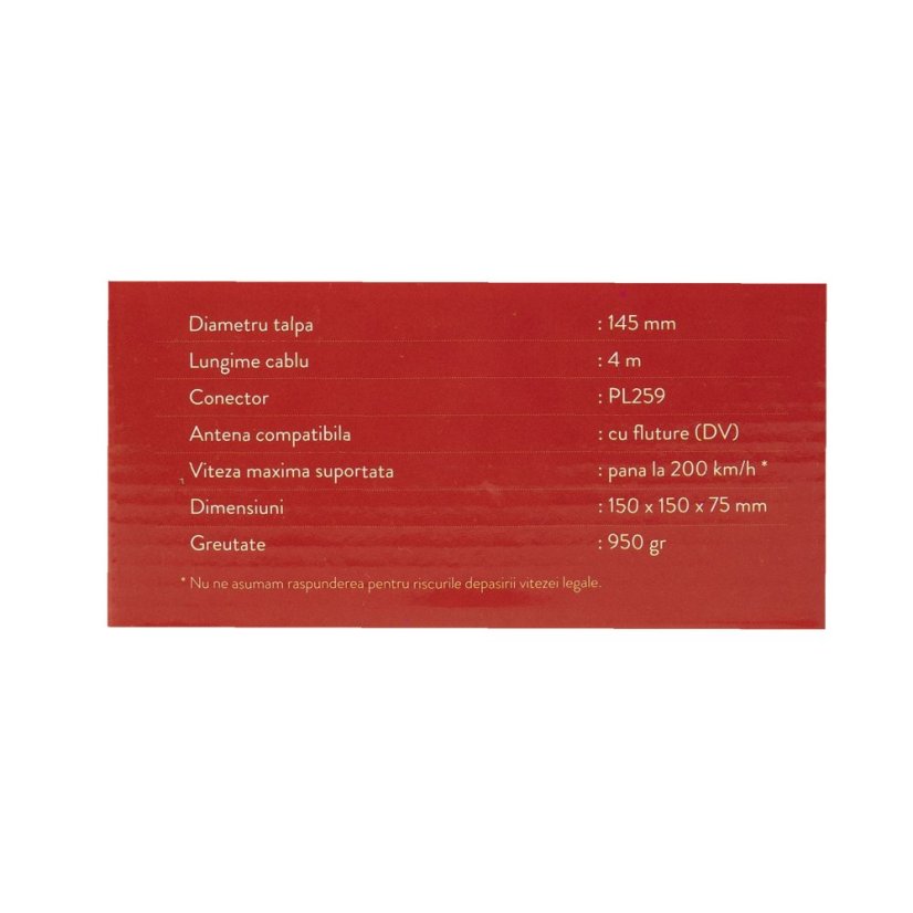 Magnetická základna PNI 145/DV 145mm obsahuje 4m kabel a zástrčku PL259