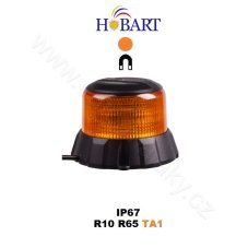 Robustný oranžový LED maják, magnet, čierny hliník, 48 W, ECE R65
