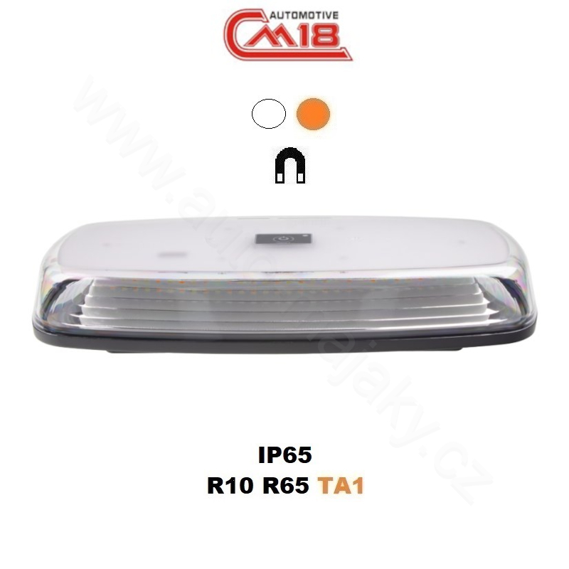 AKU LED rampa oranžová+bílá, 84LEDx0,5W, magnet, 12-24V, 304mm, ECE R65