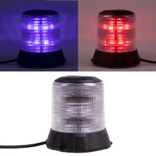 Robustní modro-červený LED maják, magnet, černý hliník, 96W, EMC R10