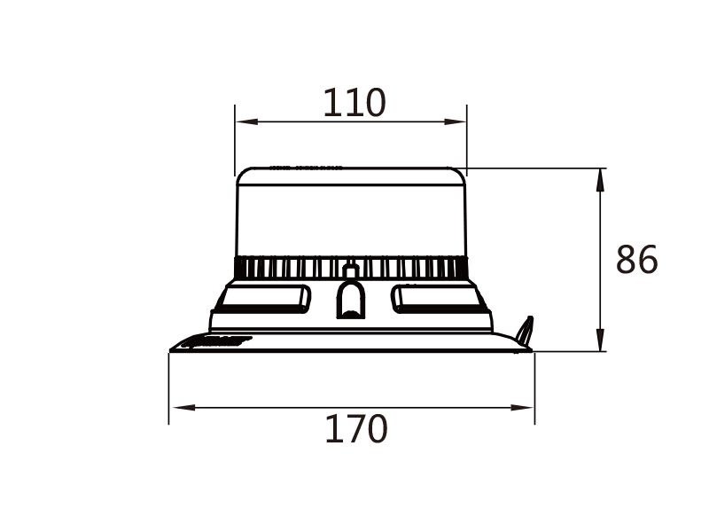 Technical drawing of LED beacon 911-C12mblu 