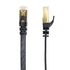 Plochý sieťový kábel S/STP CAT7, 2 x RJ45, 7,5 m, čierny