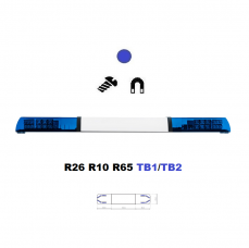 LED majáková rampa Optima 90/2P 110cm, Modrá, bílý střed, EHK R65