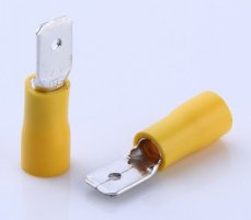 Flat plug 6,3 mm yellow, 100 pcs