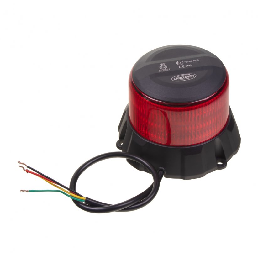 Robustný červený LED maják, čierny hliník, 48 W, ECE R65