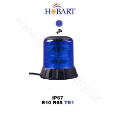 Robustný modrý LED maják, čierny hliník, 96 W, ECE R65