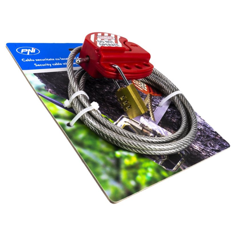 Bezpečnostní kabel s PNI Smart Lock pro lovecké kamery PNI 400C, 350C, 280C, 480C