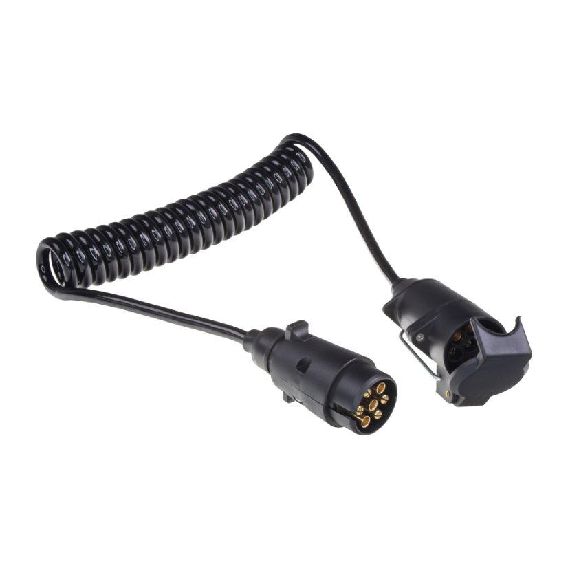 Prodlužovací kabel 2,3 m spirálový, 1x zástrčka, 1x zásuvka 7pin 12V
