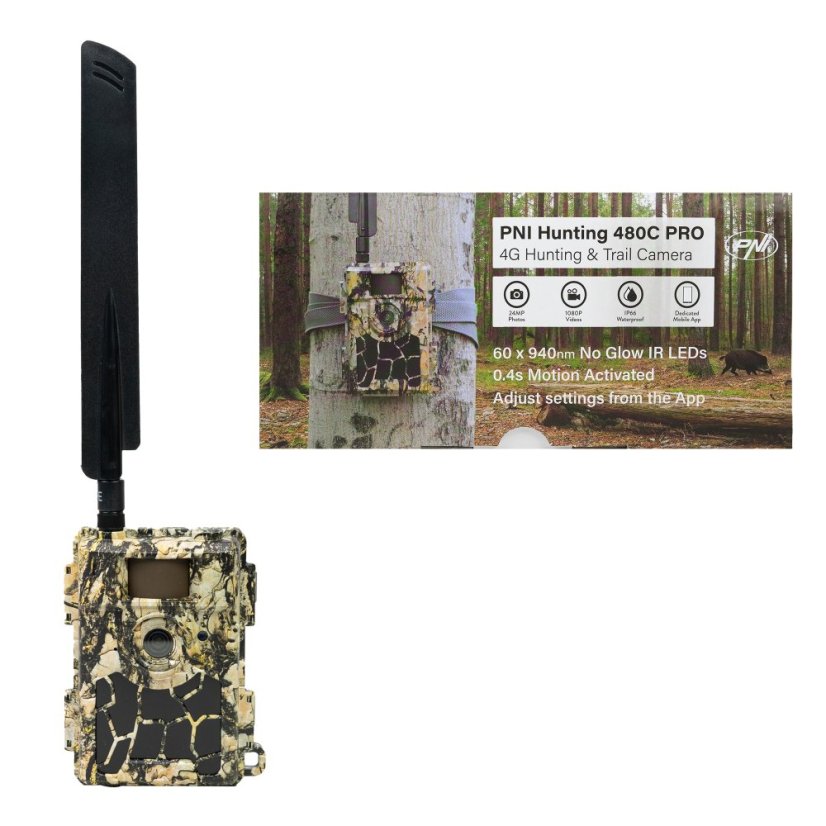 PNI Hunting 480C PRO Game Camera, 24MP, with 4G Internet, GPS, 60° field of view