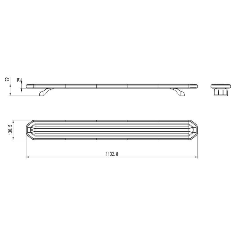 SLIM LED light bar 1133 mm, orange, 12-24 V, 306 LEDs, 68 W, ECE R65