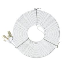 Plochý sieťový kábel S/STP CAT7, 2 x RJ45, 15 m, biely