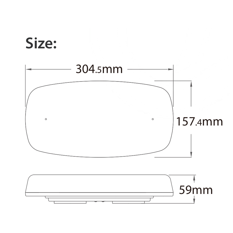 Orange LED Light Bar, 20 LEDs, Magnet, 12-24 V, 304 mm, ECE R65/R10