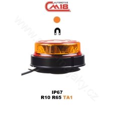 LED maják, 12-24V, 16x1W oranžový, magnet, ECE R65