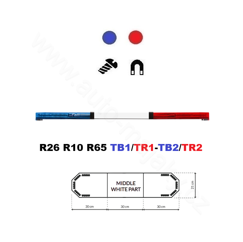 LED lightbar Montana 90cm, Blue-red, ECE R65 - Lens: Colored