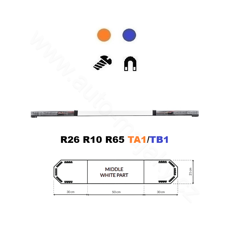 LED lightbar Montana.DC 110cm, Blue-orange, ECE R65 - Lens: Transparent, LED modules: 10ml