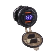 2x USB charger QC3.0 + USB-C, digital panel voltmeter