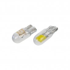 COB LED T10 bílá, 12V, celosklo