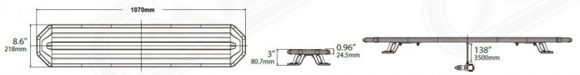 Slim LED majáková rampa oranžová 107cm, 12/24V, R652