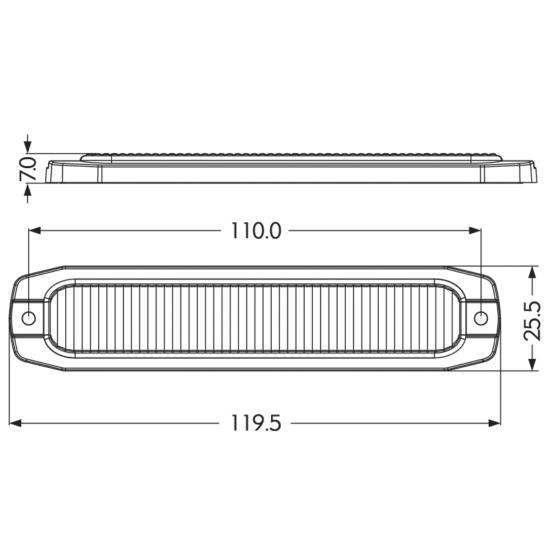Technical drawing of LED flashing module
