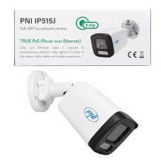 PNI IP515J POE video surveillance camera, bullet 5MP, 2.8mm, for outdoor use, bidirectional audio, white