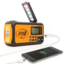 Přenosné rádio PNI DYN300 s dynamem, solárním nabíjením, svítilnou a powerbankou
