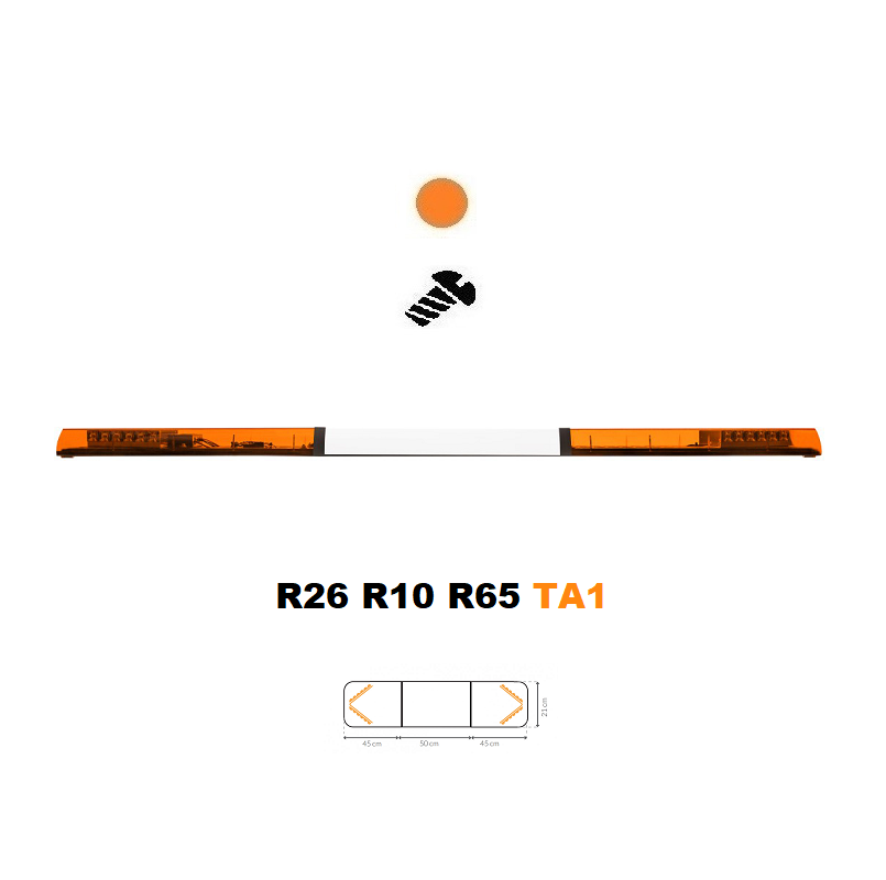 LED majáková rampa Optima 60 140cm, Oranžová, bílý střed, EHK R65 - Barva: Oranžová, Bílý střed: Ano, Kryt: Barevný, LED moduly: 4ml