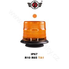 LED maják, 12-48V, 48xLED oranžový, magnet, ECE R65