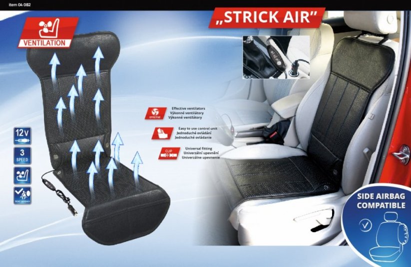 Poťah sedadla s ventiláciou 12V STRICK AIR čierny