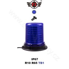 LED maják, 12-24V, 128x1,5W modrý, pevná montáž, ECE R65