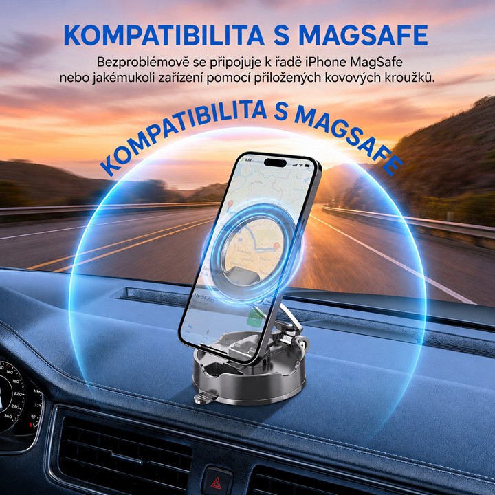 Magnetický držák telefonu s vakuovou přísavkou r-16V