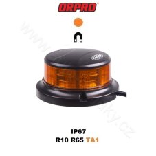 LED beacon, 12-24V, 64x0,5W, orange, magnet, ECE R65 R10