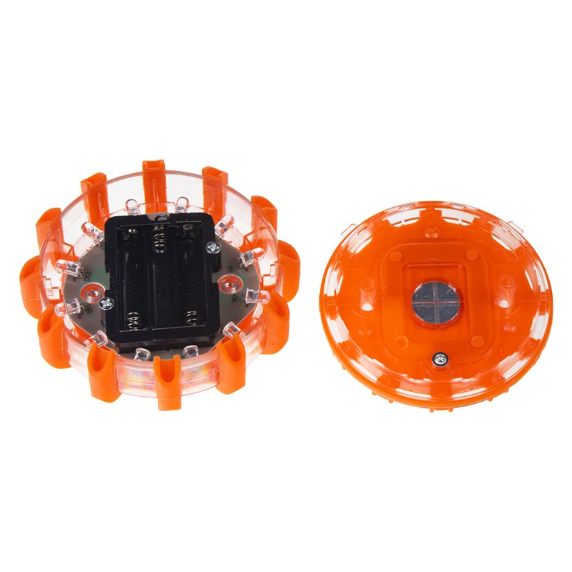 LED výstražné světlo 12 + 3LED na 3x baterii AAA, červené