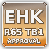 EHK R65 TB1 označuje výstražný maják kategorie T (360°), barvy B = modrá , v třídě 1 (jedna základní úroveň svítivosti).