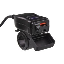 USB/USB-C charger with voltmeter for motorcycle