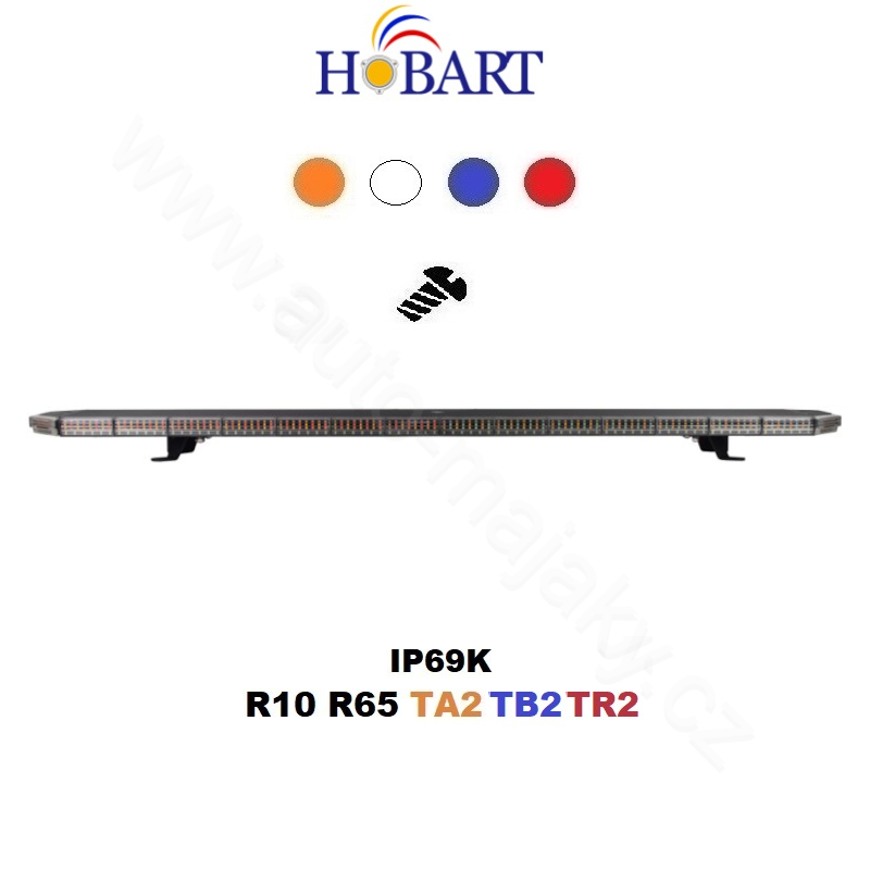 LED lightbar 1240mm, orange, red/blue+white, 10-30V, ECE R65