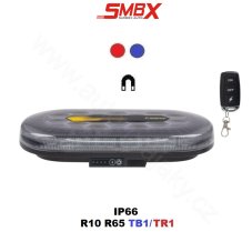 AKU LED rampa modrá/červená, 48xLED, magnet, 328mm, ECE R65 R10