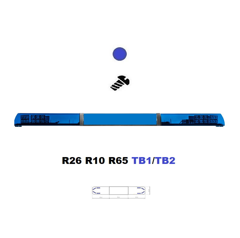 LED majáková rampa Optima 90/2P 140cm, Modrá, EHK R65 - Barva: Modrá, Kryt: Barevný, LED moduly: 8ml