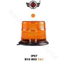 LED maják, 12-48V, 48xLED oranžový, pevná montáž, ECE R65