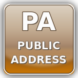 PA (Public Address) – výstup do externého reproduktora, rádio funguje ako megafón.