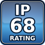 Produkt je prachotesný (žiadny vnik prachu) a odolný voči dlhodobému ponoreniu do vody (dlhšie ponorenie; presné podmienky hĺbky/času určuje výrobca).