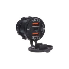 2x nabíječka USB QC3.0 + USB-C, voděodolná, hliníková do panelu