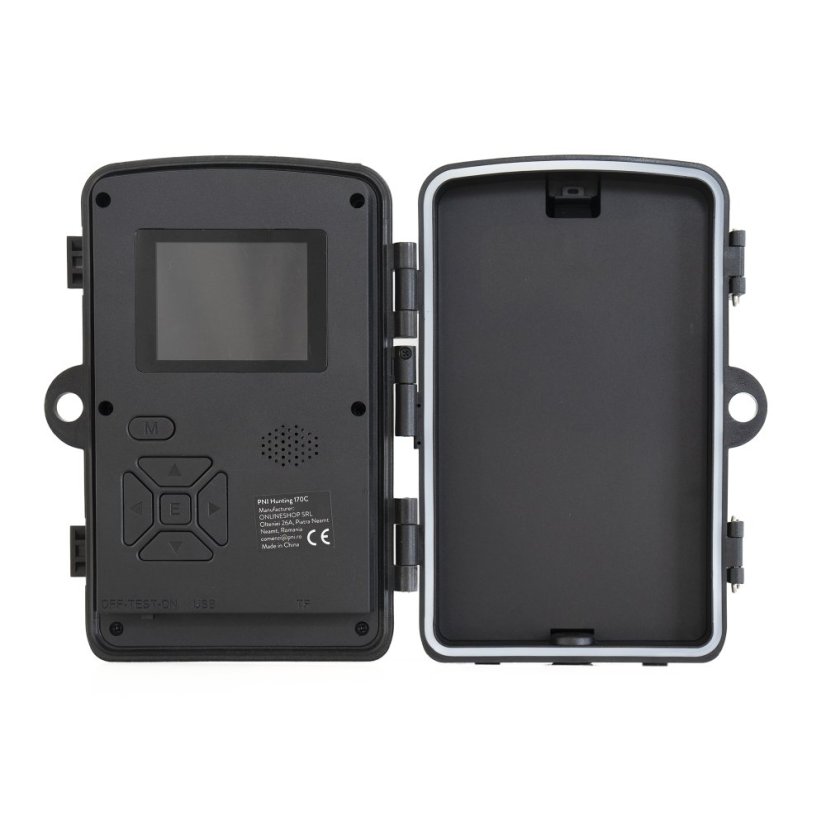 Lovecká kamera PNI Hunting 170C, foto 16 MP, video 4K, PIR 15 m, farebný displej, IP66, slot na micro SD kartu, zorné pole 120°, 38 LED diód