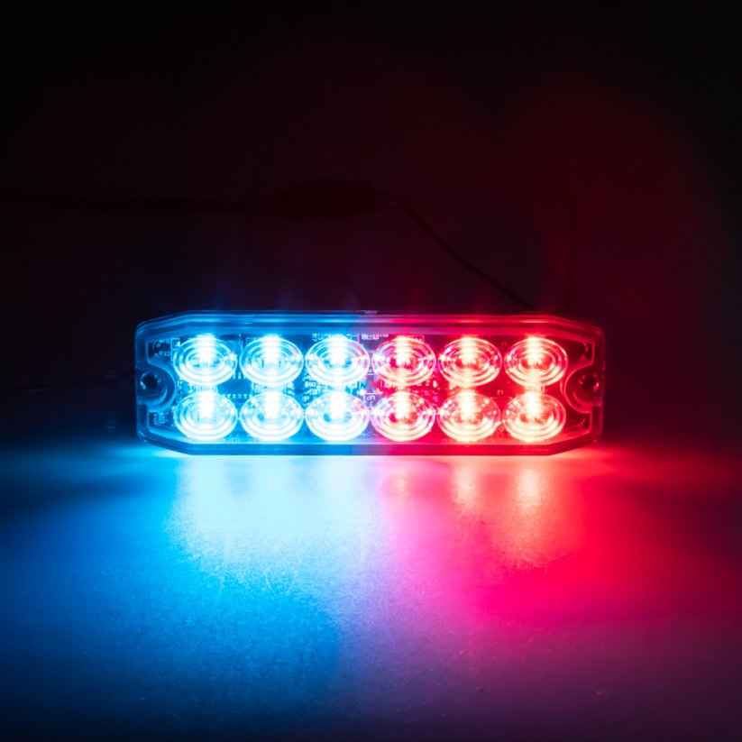 PROFI SLIM external LED warning light, blue-red, 12-24V