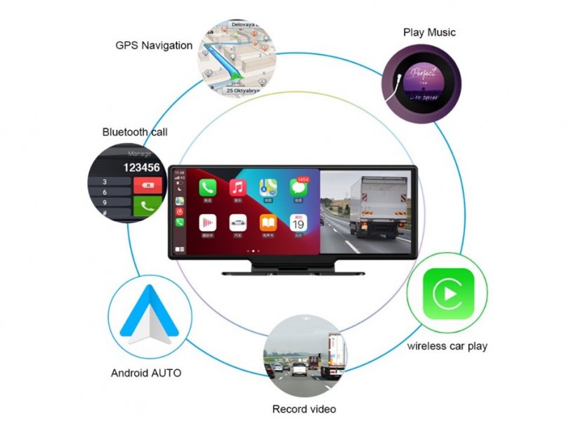 Monitor 10,26" s Apple CarPlay, Android auto, Bluetooth, DUAL DVR