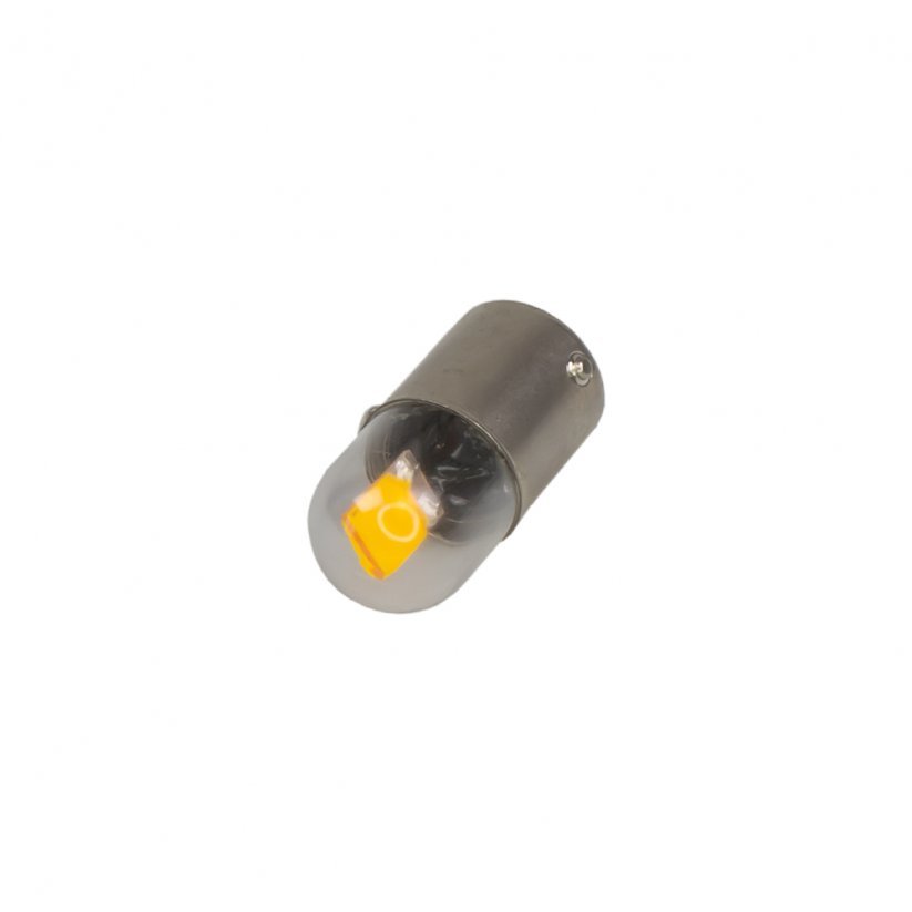 LED BAU15 oranžová, 12V, 1LED/COB, plné sklo
