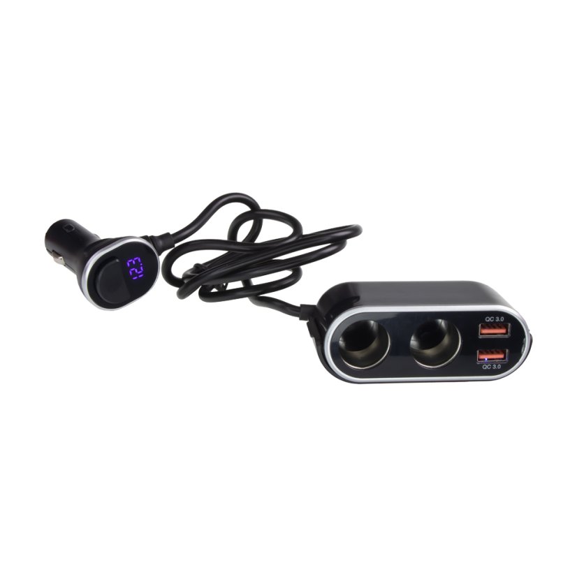 Dvojitá CL zásuvka s 2x USB nabíječkou a CL zástrčkou s voltmetrem