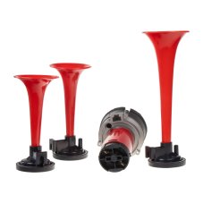 3-tónová fanfára 220 mm, 12 V, červená, s kompresorem, ECE R28