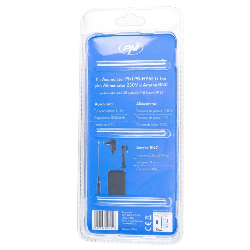 Sada PNI AK-HP62: Li-Ion baterie 1500 mAh, zdroj a BNC anténa
